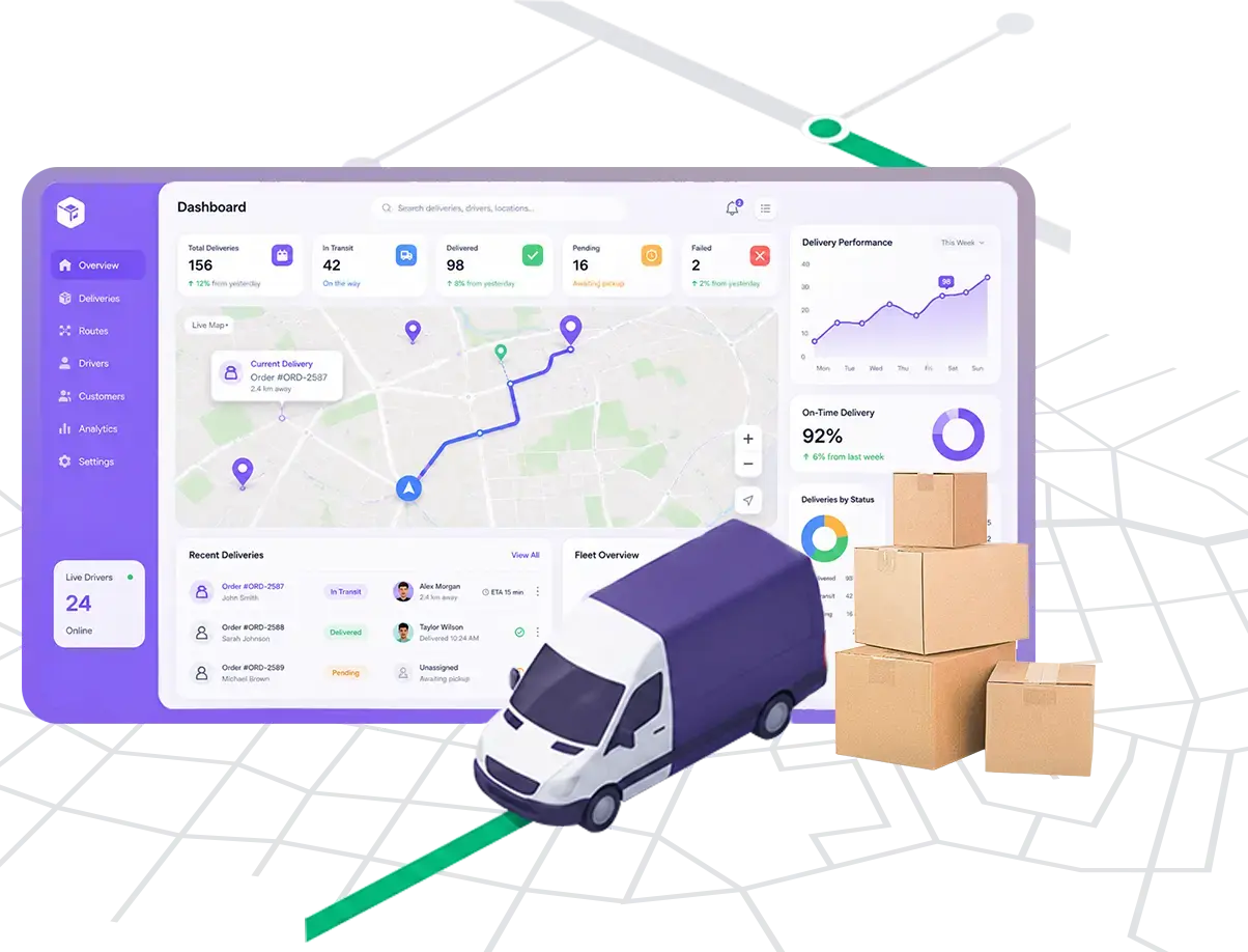 Delivery Management Software dashboard by QWY Software